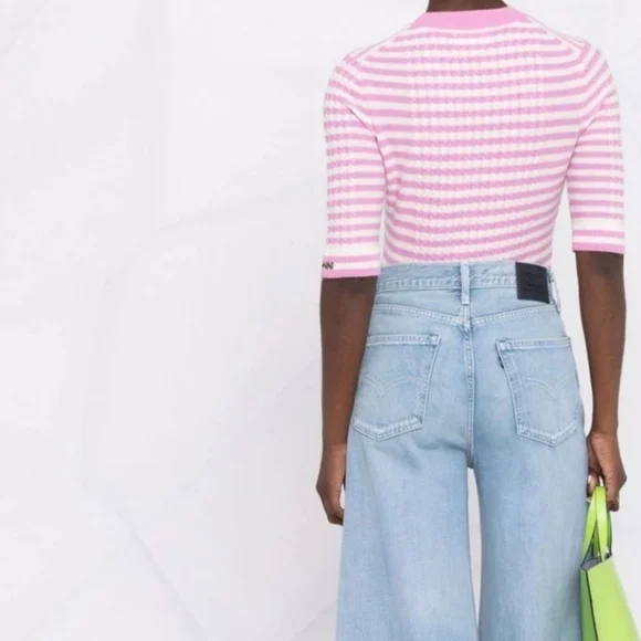 GANNI Pink & White Striped Sweater - Picture 3 of 11